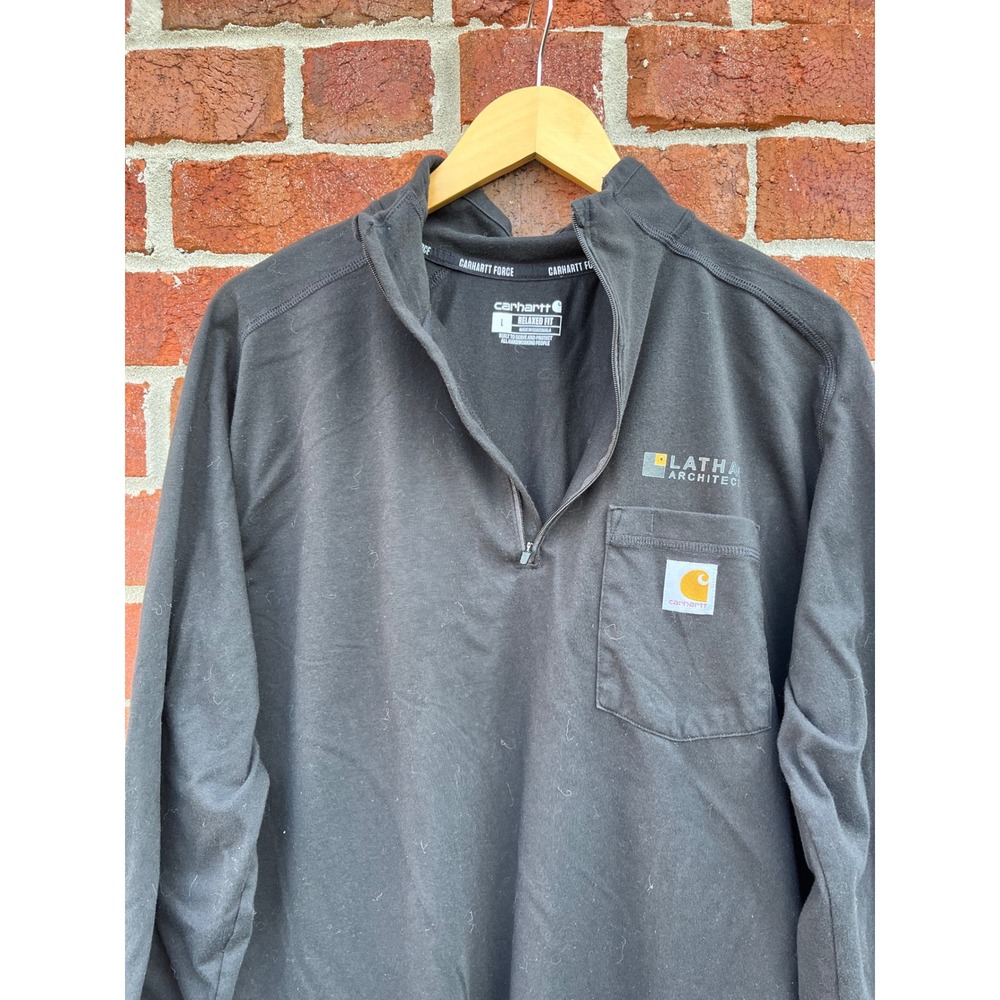 Carhartt Force Relaxed Fit Quarter Zip Shirt Mens Large Black TK6660-M Pocket